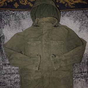 “unknown brand” heavyweight green army jacket